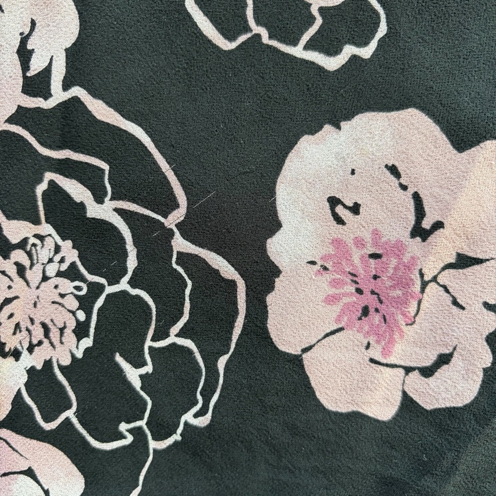 vtg papéll boutique 100% silk pink floral black dress ruffles size 14 - Picture 7 of 14
